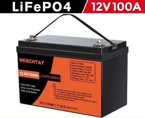 Акумулятор LiFePO4 12.8V 100Ah 1280Wh 100A Werchtay з BMS для ДБЖ та сонячних систем Werchtay-100a фото